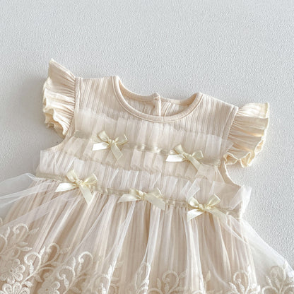 Summer Arrival Baby Girls Fly Sleeves Flowers Pattern Embroidered Lace Trim Bodysuit, MyKids-USA®, Baby & Children's One-Pieces, MyKids-USA -  -  -  -  -  -  - .