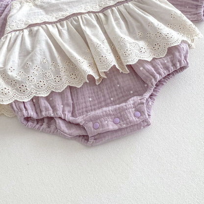 Autumn Arrival Baby Girls Long Sleeves Floral and Dots Pattern Color Patchwork Onesies, MyKids-USA®, Baby One-Pieces, MyKids-USA -  -  -  -  -  -  - 