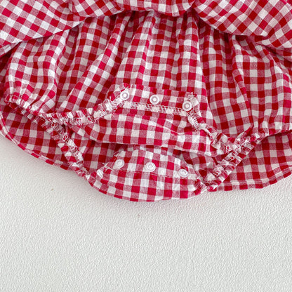 Design Summer Baby Kids Girls Sleeveless Plaid Bodysuit Dress