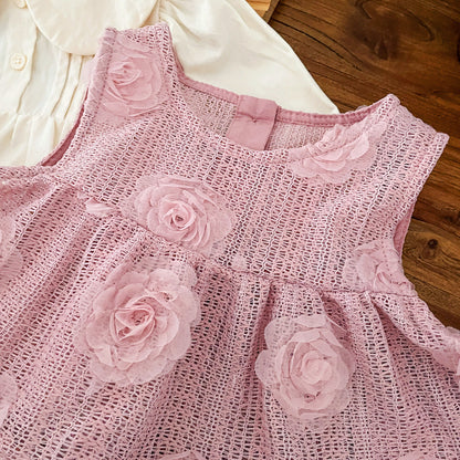 Spring and Autumn Baby Kids Girls Flowers Pattern Sleeveless Vest and Plain Onesies Clothing Set, MyKids-USA®, Baby & Toddler Outfits, MyKids-USA -  -  -  -  -  -  - 