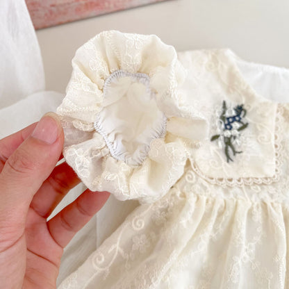 MyKids-USA® Autumn Flowers Pattern Embroidered Baby Kids Girls Princess Long Sleeves Bodysuit Dress