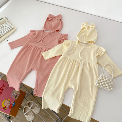 Autumn Simple Style Solid Color Basic Rompers