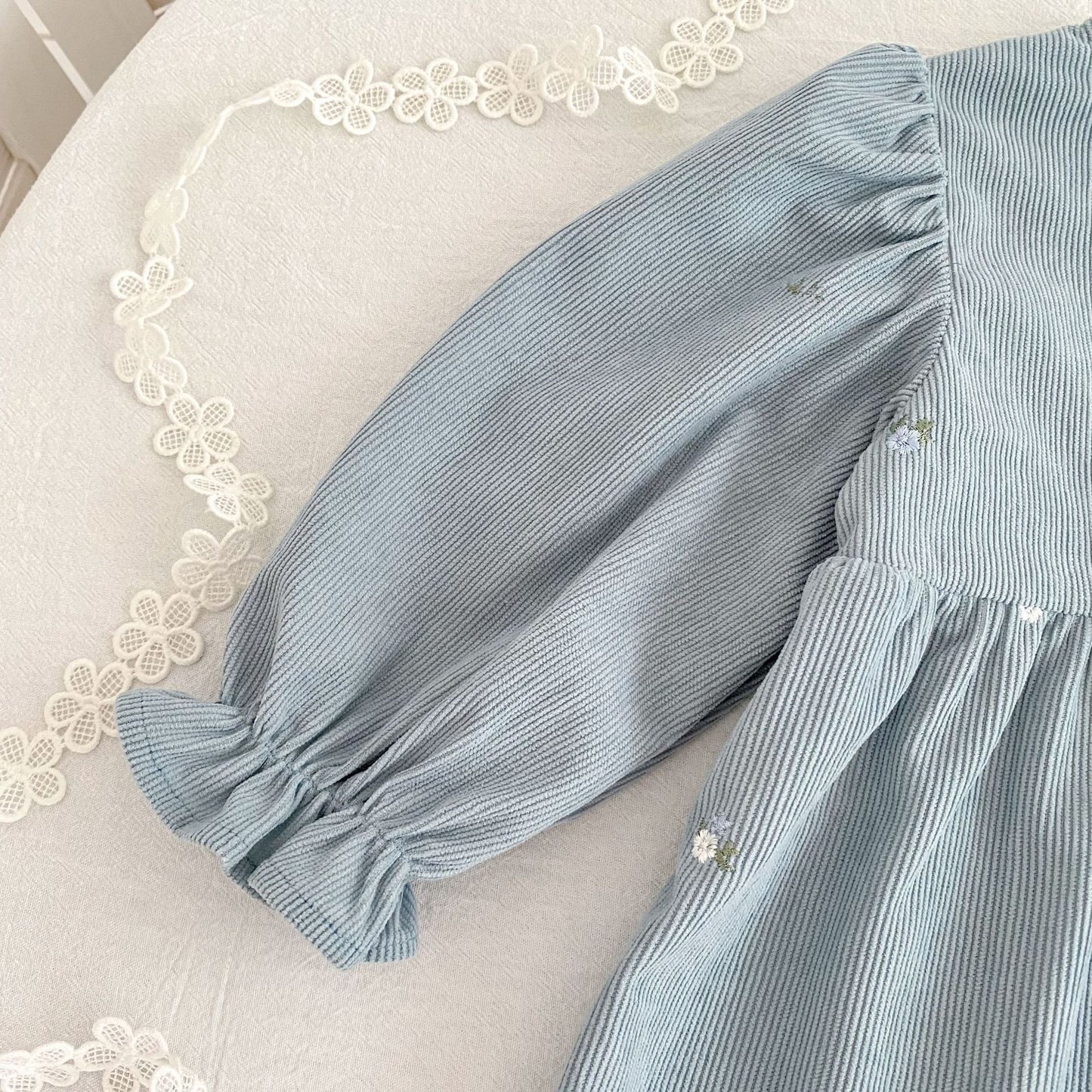 MyKids-USA® Autumn Flowers Embroidered Baby Kids Girls Princess Long Sleeves Dress