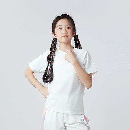 Boys And Girls Solid Color Elastic Quick Dry Sportswear T-Shirt In European And American Style, MyKids-USA®, Baby & Toddler Tops, MyKids-USA - Size/Age - 120 (5-7Y) - Color - White -  -  - TR2404071631-G