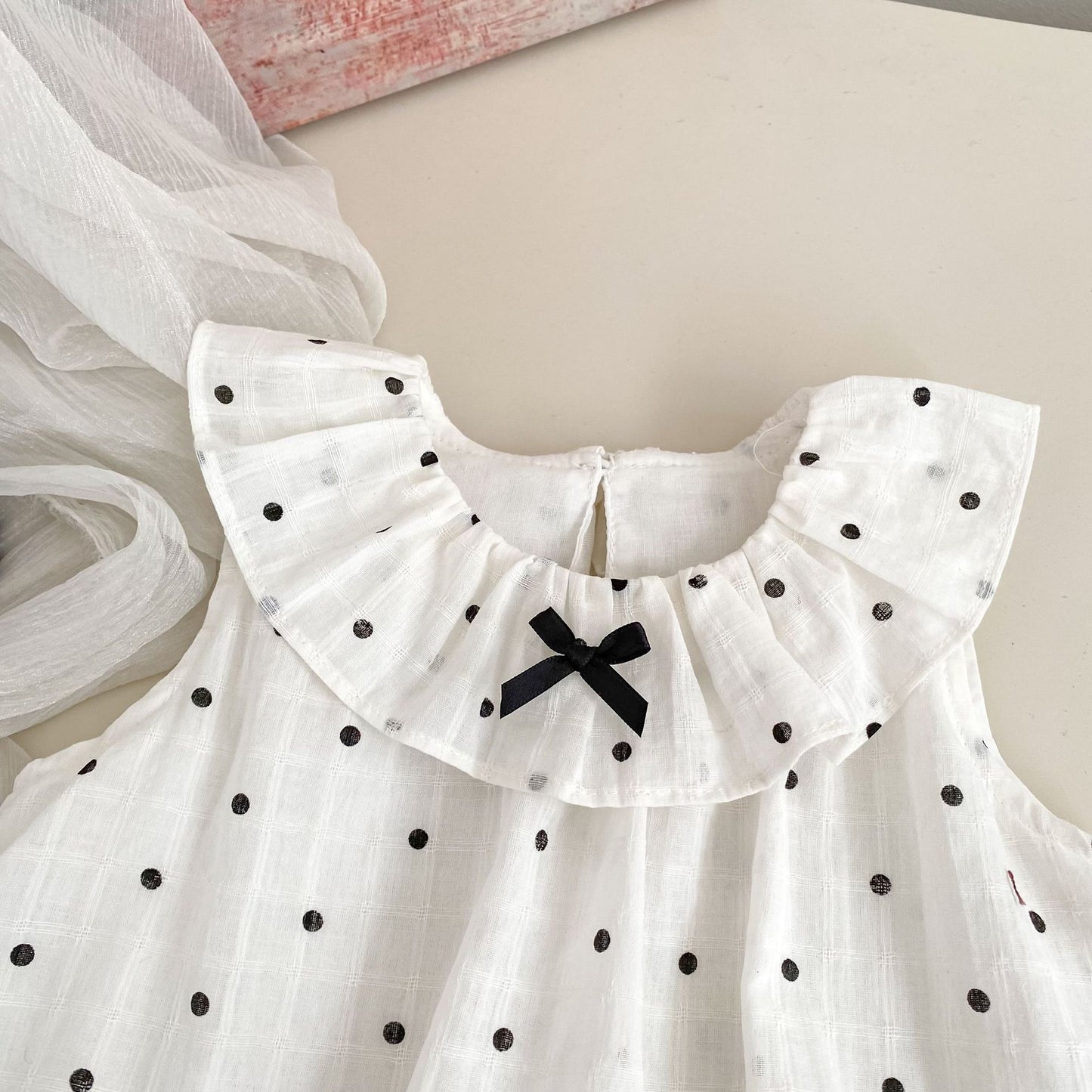 Arrival Summer Baby Kids Girls Sleeveless Dots Pattern Vest and Plain Shorts Clothing Set