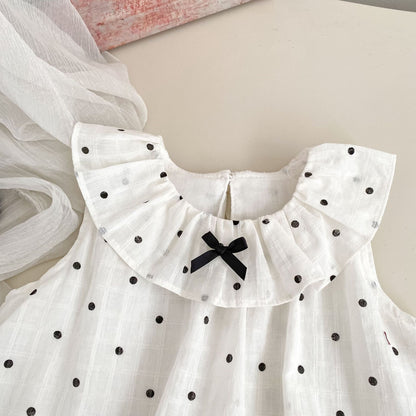 Arrival Summer Baby Kids Girls Sleeveless Dots Pattern Vest and Plain Shorts Clothing Set