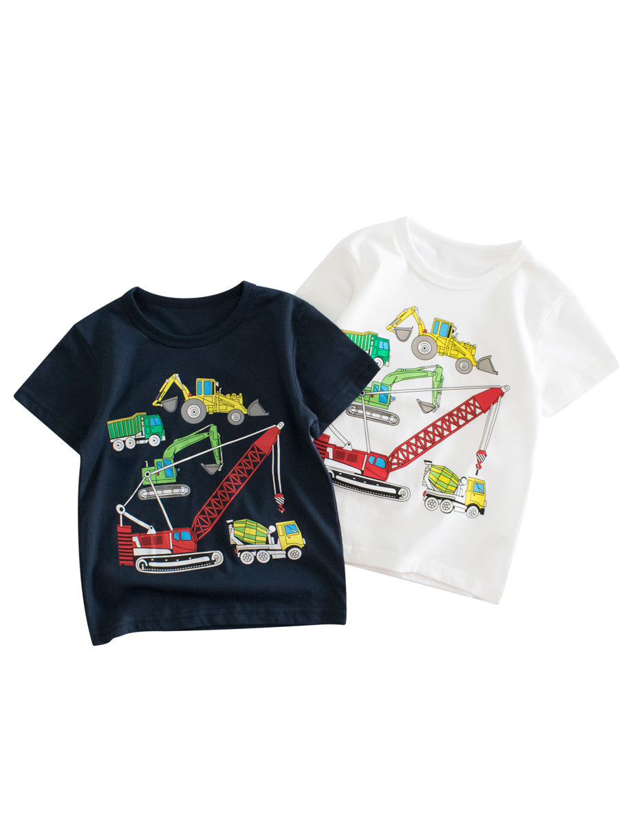 Truck Printing Boys’ T-Shirt In European And American Style For Summer