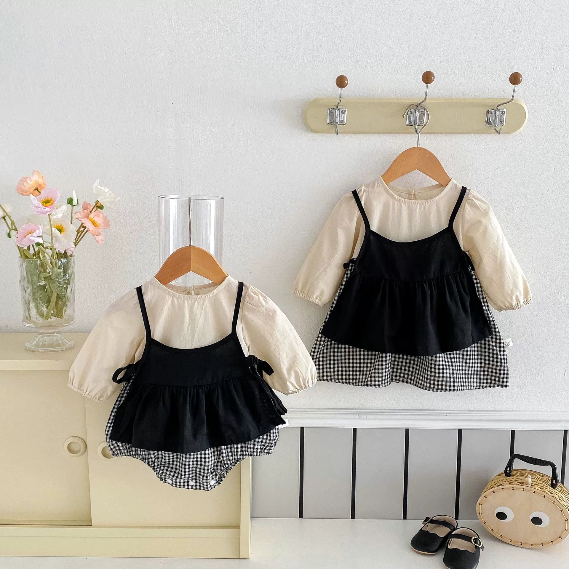 Autumn Arrival Baby Kids Girls Color Patchwork Long-sleeved Onesies and Dress – Princess Sister Matching Set, MyKids-USA®, Baby & Toddler Dresses, MyKids-USA -  -  -  -  -  -  - 