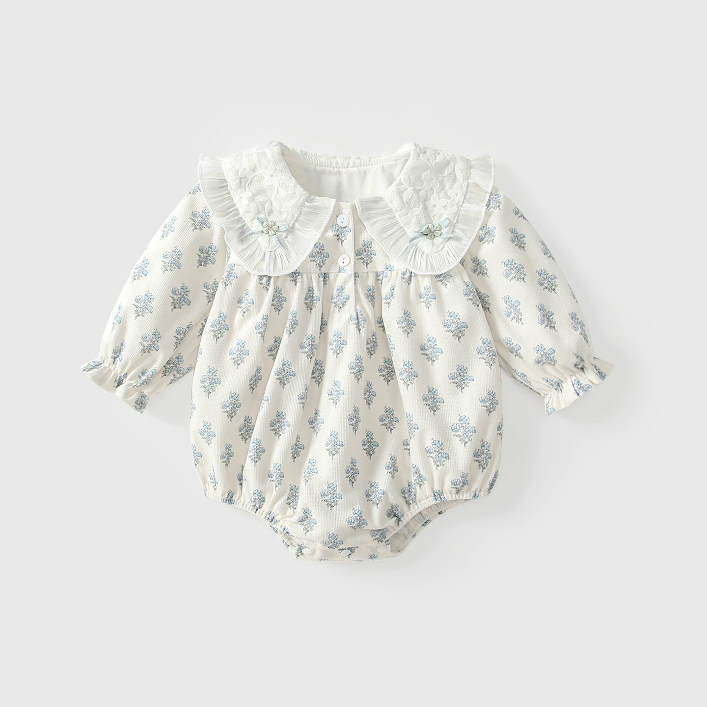 Arrival Autumn Baby Girls Floral Long Sleeves Onesies with Collar, MyKids-USA®, Baby One-Pieces, MyKids-USA - Size/Age - 66 (3-6M) - Color - Beige -  -  - TR2508132148-A