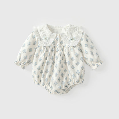 Arrival Autumn Baby Girls Floral Long Sleeves Onesies with Collar, MyKids-USA®, Baby One-Pieces, MyKids-USA - Size/Age - 66 (3-6M) - Color - Beige -  -  - TR2508132148-A