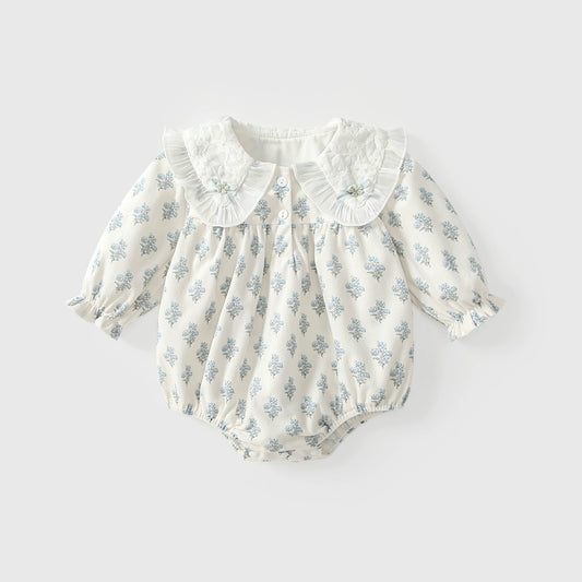 Arrival Autumn Baby Girls Floral Long Sleeves Onesies with Collar, MyKids-USA®, Baby One-Pieces, MyKids-USA - Size/Age - 66 (3-6M) - Color - Beige -  -  - TR2508132148-A