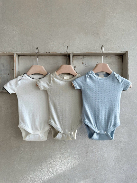 Summer Arrival Baby Short Sleeves Hollow-out Pattern Bodysuit
