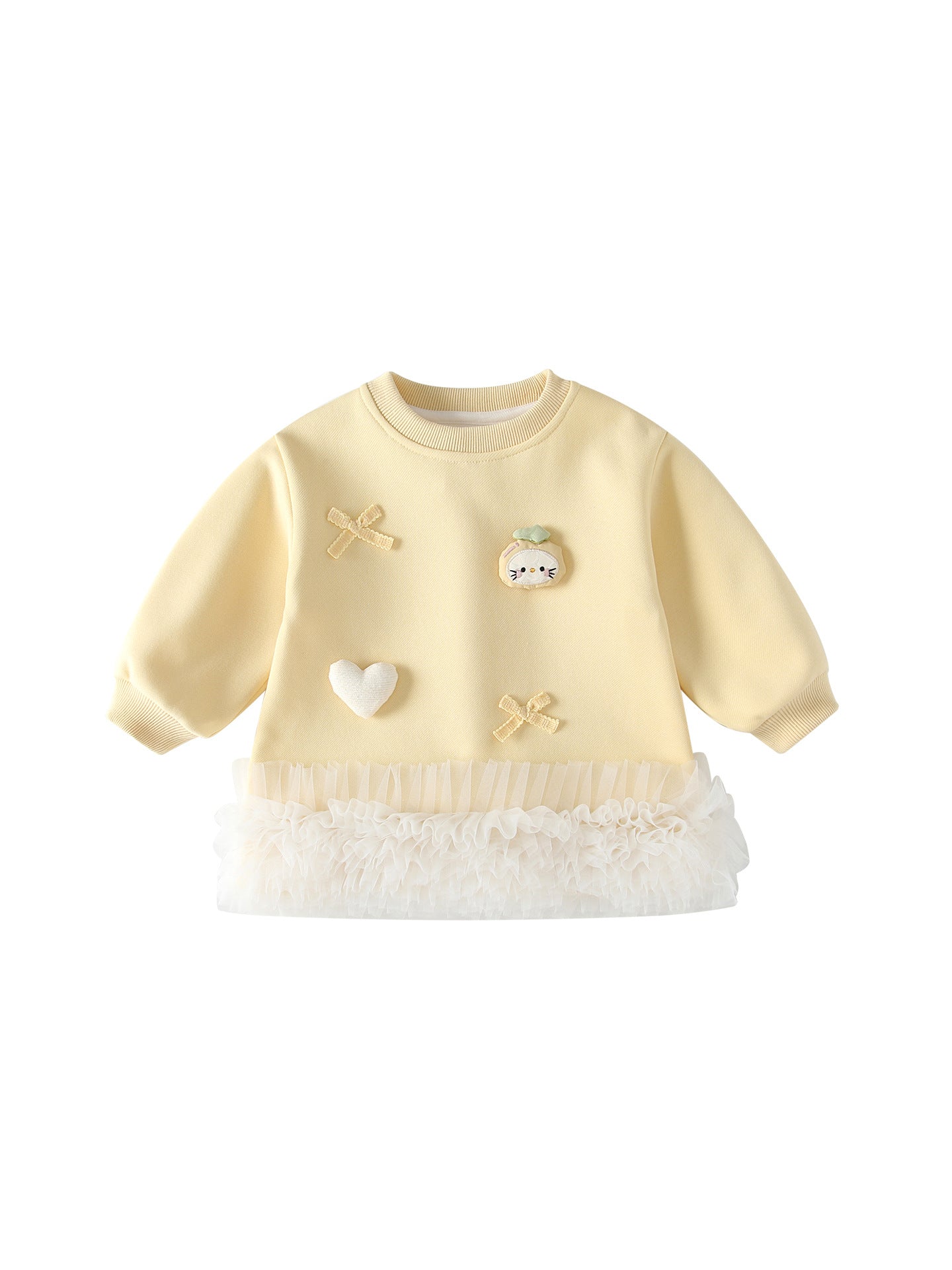 MyKids-USA® Autumn Arrival Baby Girls Long Sleeves Cute Cartoon Tulle Patchwork Dress