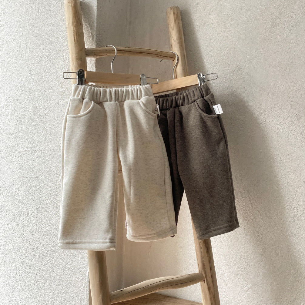 Baby Boy And Girl Solid Color Winter and Autumn Casual Thick Pants, MyKids-USA®, Trousers, MyKids-USA -  -  -  -  -  -  - .