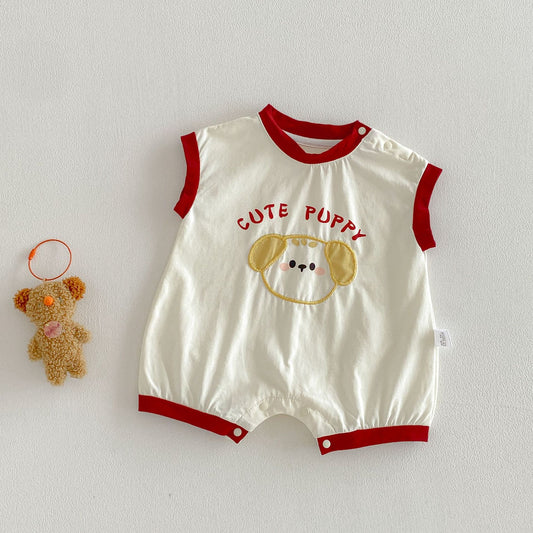 Summer Arrival Baby Sleeveless Cute Cartoon and Letters Pattern Rompers, MyKids-USA®, Baby One-Pieces, MyKids-USA - Size/Age - 66 (3-6M) - Color - Beige -  -  - SKU: TR2603241529-A.