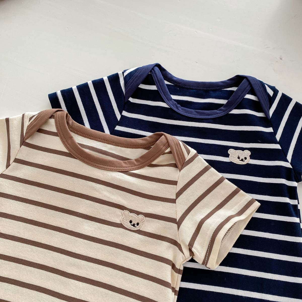 Summer Arrival Baby Boys and Girls Short Sleeves Striped and Teddy Pattern Bodysuit, MyKids-USA®, Baby & Children's One-Pieces, MyKids-USA -  -  -  -  -  -  - .