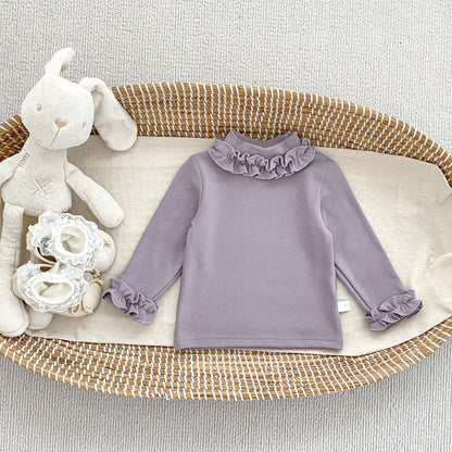 MyKids-USA® Baby Kids Girls Solid Color Turtle Neck Long Sleeves Top