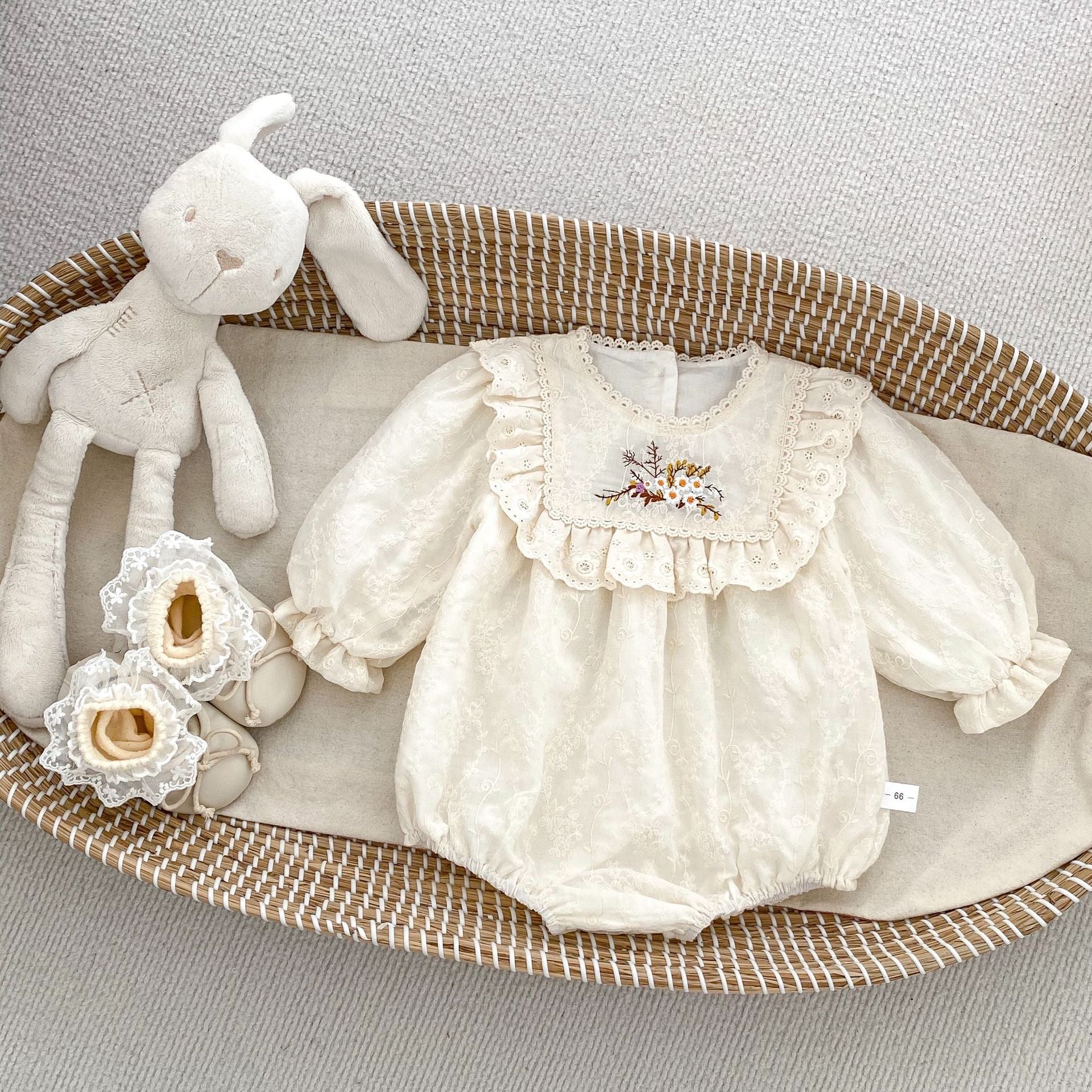 Spring Arrival Baby Girls Long Sleeves Floral Embroidered Bodysuits Onesies, MyKids-USA®, Baby One-Pieces, MyKids-USA - Size/Age - 66 (3-6M) - Color - Apricot -  -  - TR2501052355-A