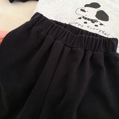 MyKids-USA® Hot Selling Autumn Baby Kids Long Sleeves Puppy Pattern Pullover and Plain Pants Set