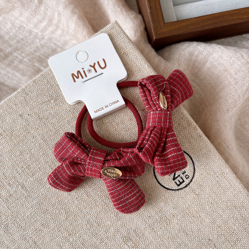 Collection of 2 Cute Red Color Hair Ties, MyKids-USA®, Ponytail Holders, MyKids-USA - Size/Age - Average Size (0-12Y） - Color - Apricot -  -  - TR2603261809-A.