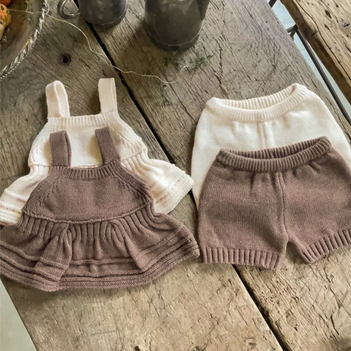 MyKids-USA® Autumn Baby Unisex Sleeveless Plain Vest and Shorts Knit Clothing Set