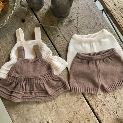 MyKids-USA® Autumn Baby Unisex Sleeveless Plain Vest and Shorts Knit Clothing Set