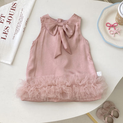 Summer Arrival Baby Girls Sleeveless Pink Butterfly-bow and Tulle Decorated Dress, MyKids-USA®, Baby & Toddler Dresses, MyKids-USA -  -  -  -  -  -  - .