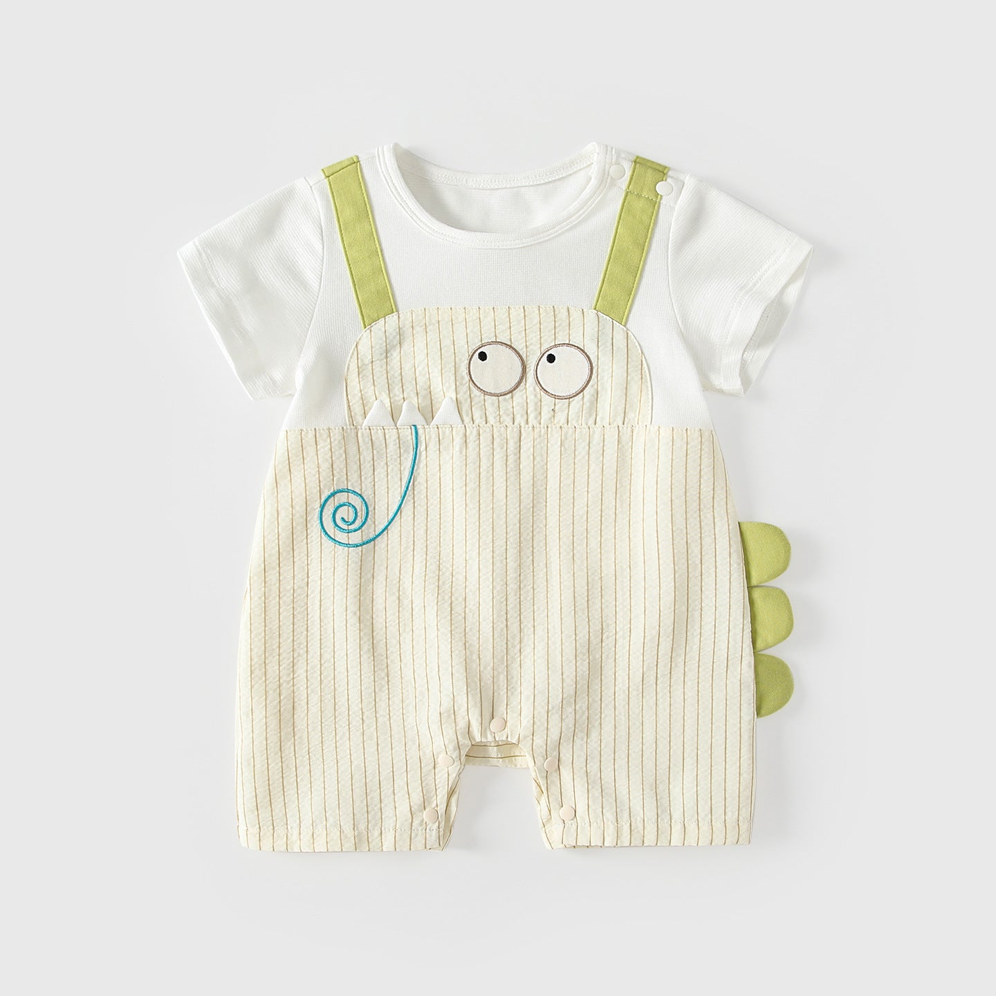 Summer Arrival Baby Short Sleeves Color Patchwork Cartoon Rompers Bodysuits