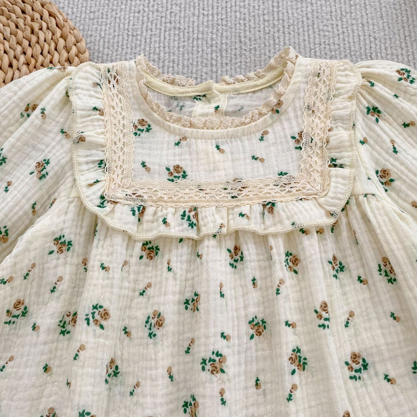 Autumn Arrival Baby Girls French-style Floral Long-sleeved Onesies and Dress – Princess Sister Matching Set, MyKids-USA®, Baby & Toddler Dresses, MyKids-USA -  -  -  -  -  -  - 