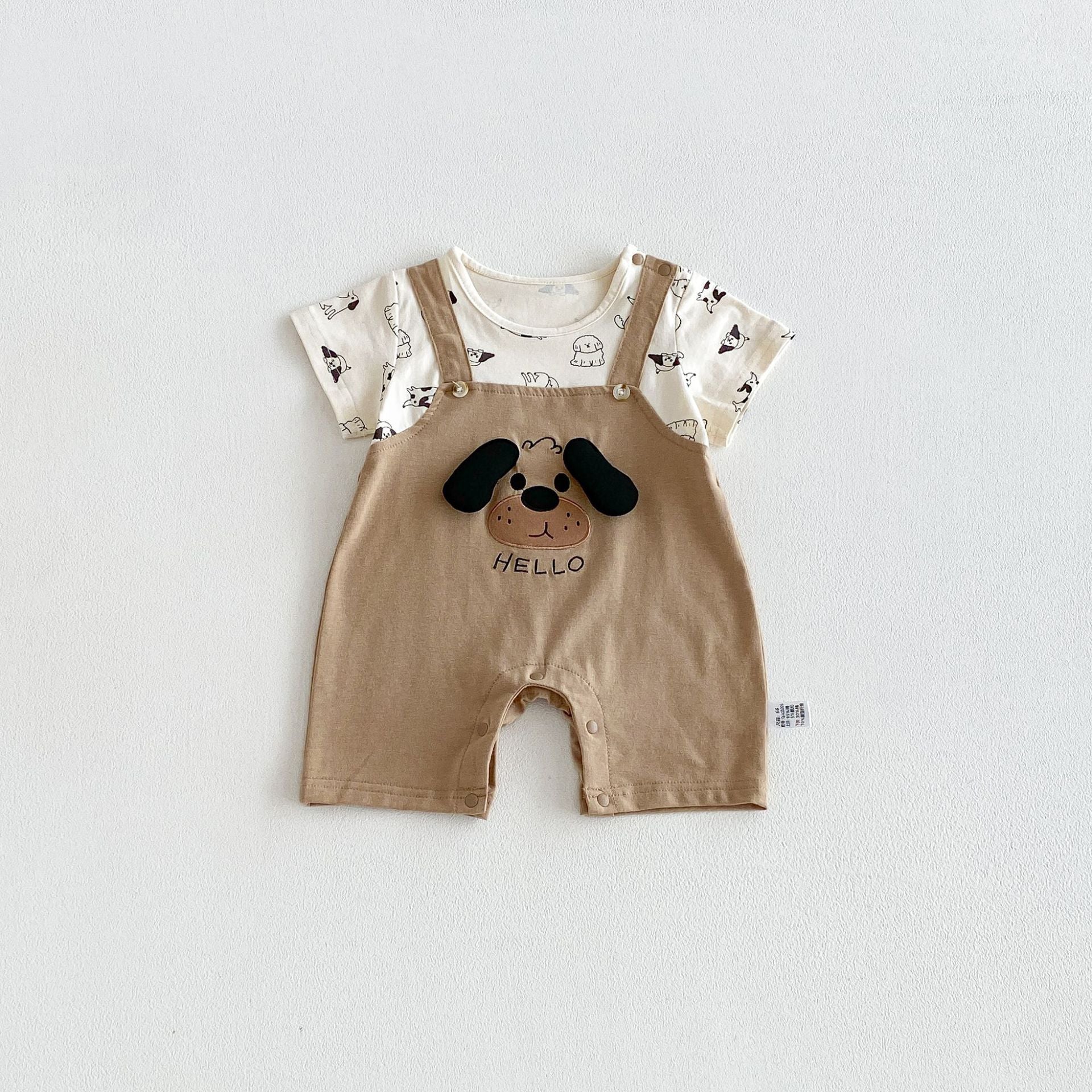 Summer Arrival Baby Boys Short Sleeves Color Patchwork Cartoon Rompers Bodysuits, MyKids-USA®, Baby & Children's One-Pieces, MyKids-USA - Size/Age - 66 (3-6M) - Color - Brown -  -  - TR2605312333-A.
