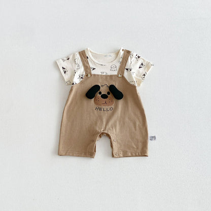 Summer Arrival Baby Boys Short Sleeves Color Patchwork Cartoon Rompers Bodysuits, MyKids-USA®, Baby & Children's One-Pieces, MyKids-USA - Size/Age - 66 (3-6M) - Color - Brown -  -  - TR2605312333-A.
