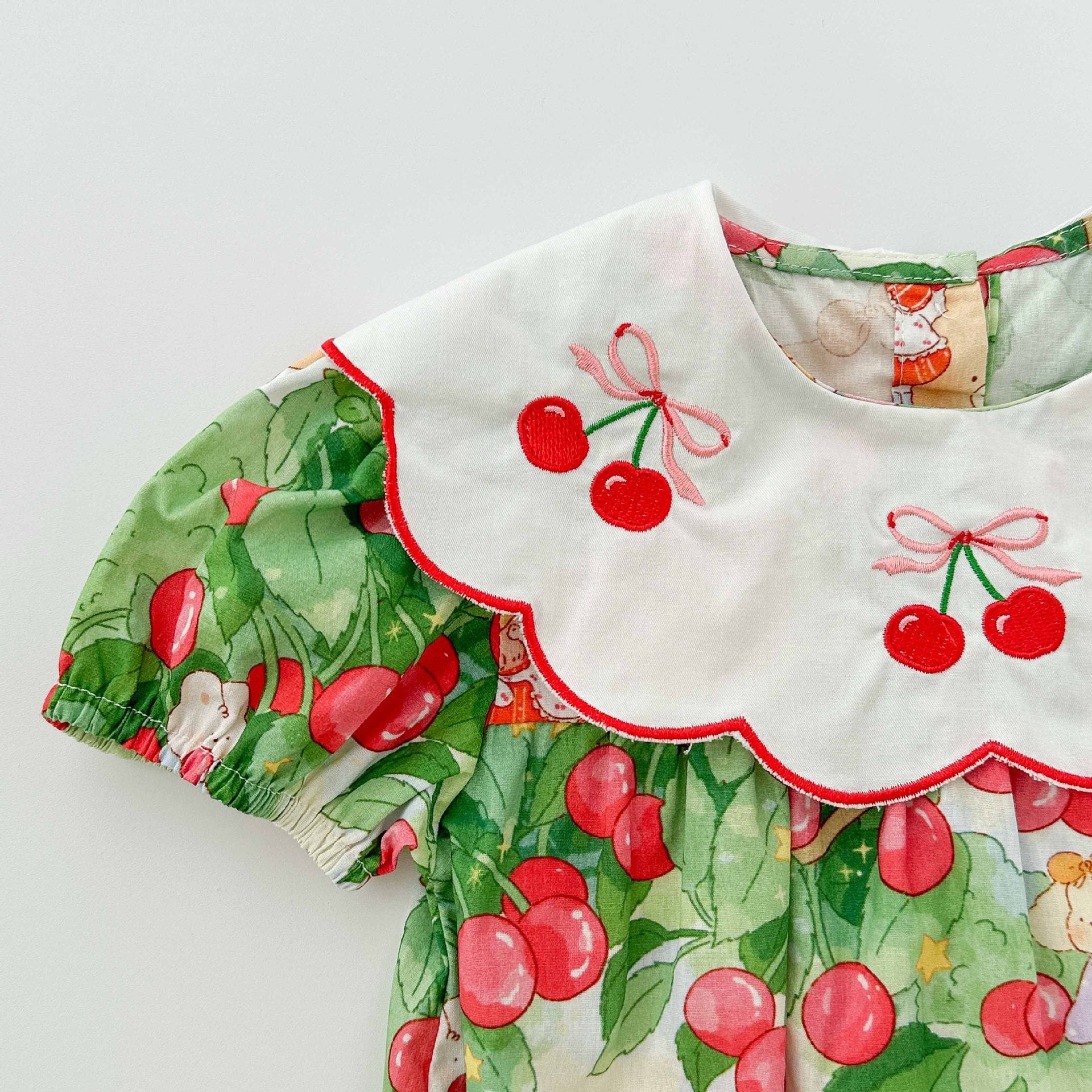 Summer Arrival Baby Girls Cute Short Sleeves Color Patchwork Cherry Pattern Onesies, MyKids-USA®, Baby One-Pieces, MyKids-USA -  -  -  -  -  -  - 