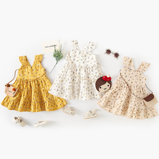 Summer New Arrival Baby Girls Holiday Floral Pattern Princess Strap Dress, MyKids-USA®, Baby & Toddler Dresses, MyKids-USA -  -  -  -  -  -  - 