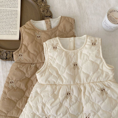 Autumn and Winter Arrival Baby Kids Girls Rabbits Pattern Sleeveless Cotton-Padded Dress, MyKids-USA®, Baby & Toddler Dresses, MyKids-USA -  -  -  -  -  -  - 