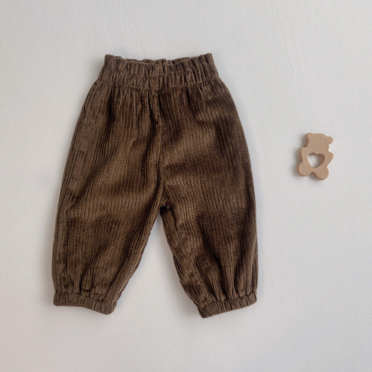 Autumn and Spring Arrival Baby Unisex Corduroy Solid Color Pants, MyKids-USA®, Trousers, MyKids-USA - Size/Age - 73 (6-9M) - Color - Brown -  -  - TR2601142239-B.
