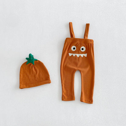 MyKids-USA® Baby Halloween Cartoon Pattern Overalls and Plain Top