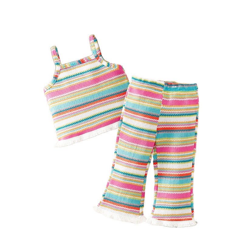 Arrival Summer Baby Kids Girls Sleeveless Striped Pattern Vest and Flared Pants Clothing Set, MyKids-USA®, Baby & Children's Outfits, MyKids-USA -  -  -  -  -  -  - .