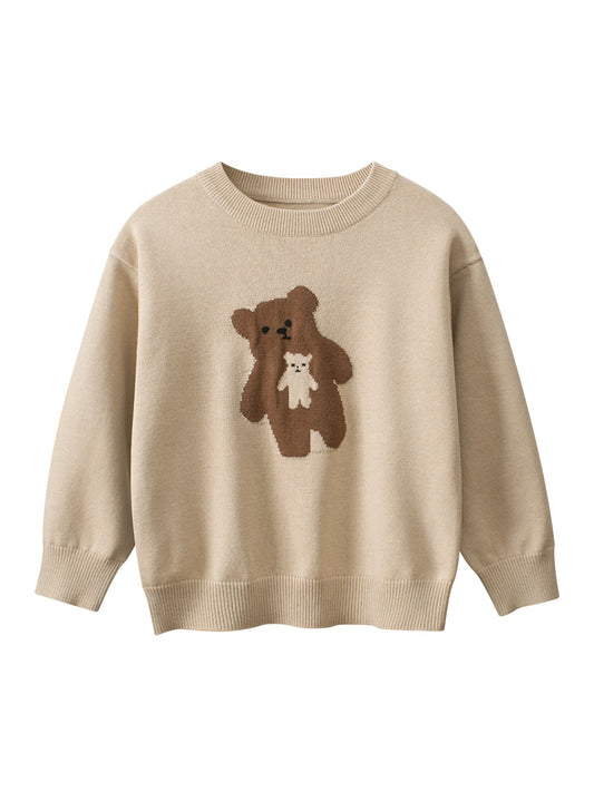 Baby Girls Kids Cute Animals Pattern Crew Neck Long Sleeves Knit Sweatshirt