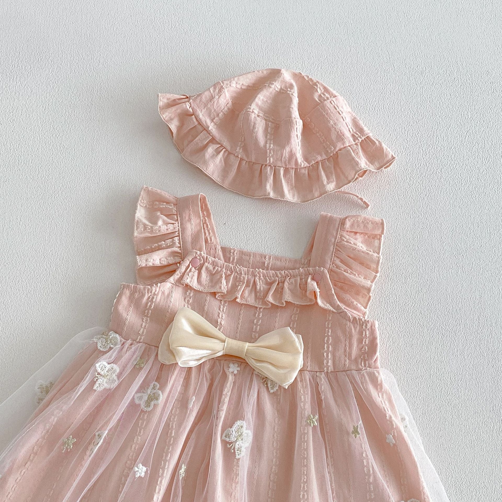 Summer Arrival Baby Girls Fly Sleeves Tulle Patchwork Dress with Hat, MyKids-USA®, Baby & Children's Dresses, MyKids-USA -  -  -  -  -  -  - .