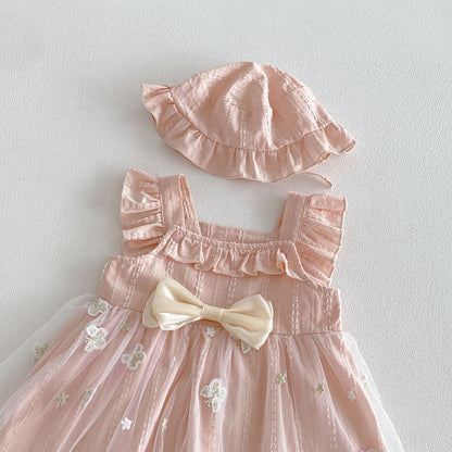 Summer Arrival Baby Girls Fly Sleeves Tulle Patchwork Dress with Hat, MyKids-USA®, Baby & Children's Dresses, MyKids-USA -  -  -  -  -  -  - .