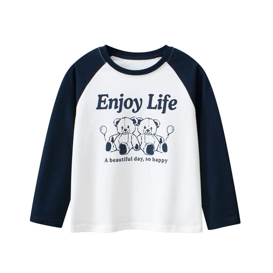 Unisex Kids Cartoon And Letters Print Crew Neck Long Sleeves Sweatshirt, MyKids-USA®, Baby & Toddler Outerwear, MyKids-USA - Size/Age - 130 (7-8Y) - Color - Navy Blue (Dark Blue) -  -  - TR2403012139-B