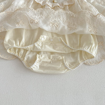 MyKids-USA® Autumn Arrival Baby Girls Long Sleeves Lace Trim Embroidered Pattern Bodysuit Dress