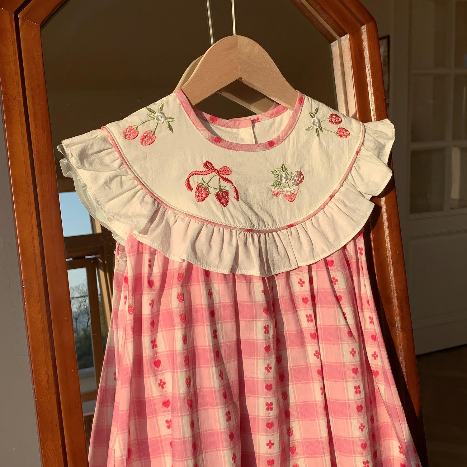 Summer Baby Kids Girls Cute Sleeveless Fruits Pattern Embroidered Plaid Dress, MyKids-USA®, Baby & Toddler Dresses, MyKids-USA -  -  -  -  -  -  - 