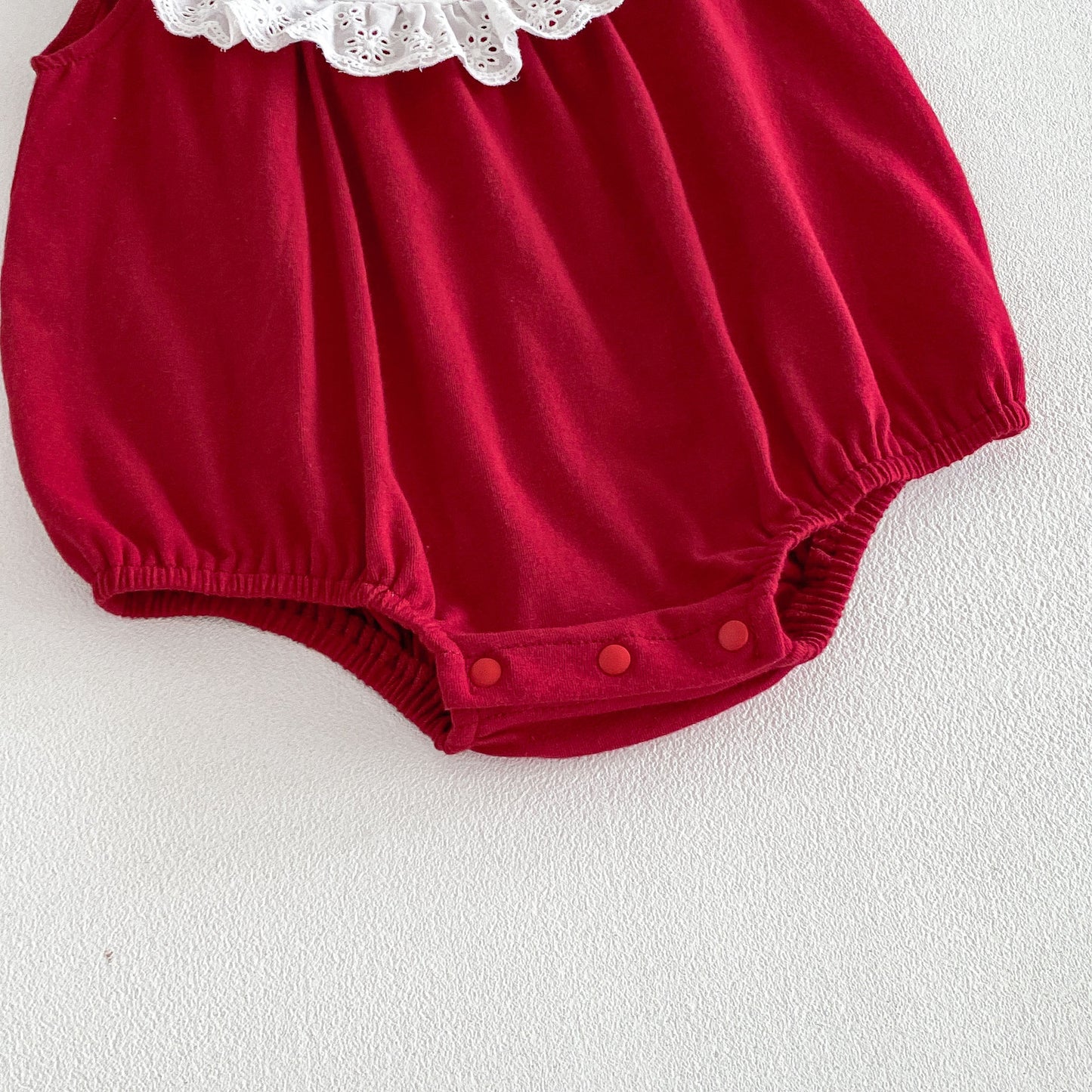 Design Summer Baby Kids Girls Sleeveless Lace Trim Color Patchwork Bodysuit