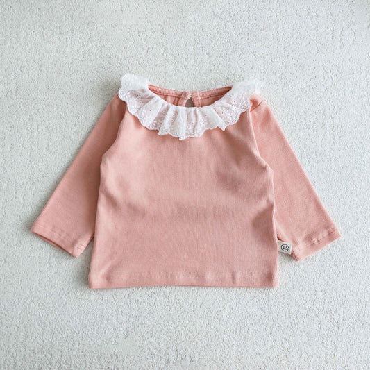 Autumn Arrival Baby Girls Flowers Pattern Collar Color Patchwork Long Sleeves Top, MyKids-USA®, Baby & Toddler Tops, MyKids-USA - Size/Age - 73 (6-9M) - Color - Pink -  -  - TR2509212348-B.