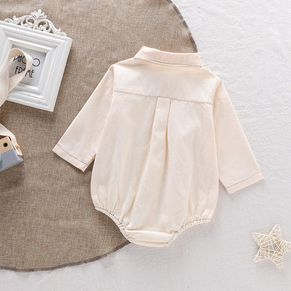 Baby Boys Long Sleeves Single Breasted Turn-down Collar Onesies, MyKids-USA®, Baby One-Pieces, MyKids-USA -  -  -  -  -  -  - 