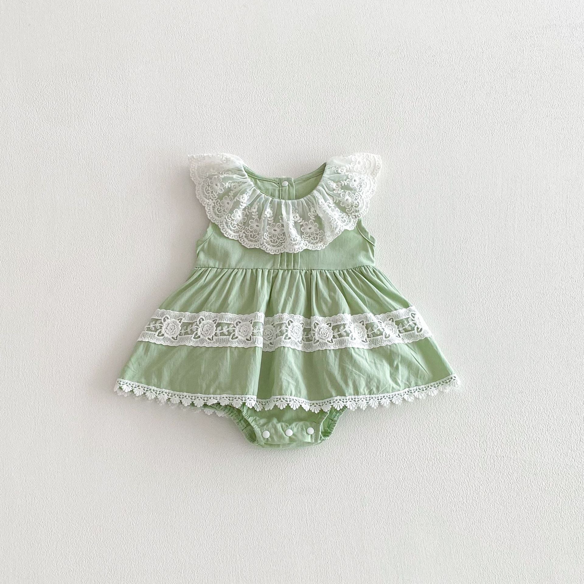 Summer Arrival Baby Girls Sleeveless Flowers Embroidered Pattern Bodysuit Dress, MyKids-USA®, Baby & Toddler Dresses, MyKids-USA - Size/Age - 66 (3-6M) - Color - Green -  -  - TR2603161153-A.