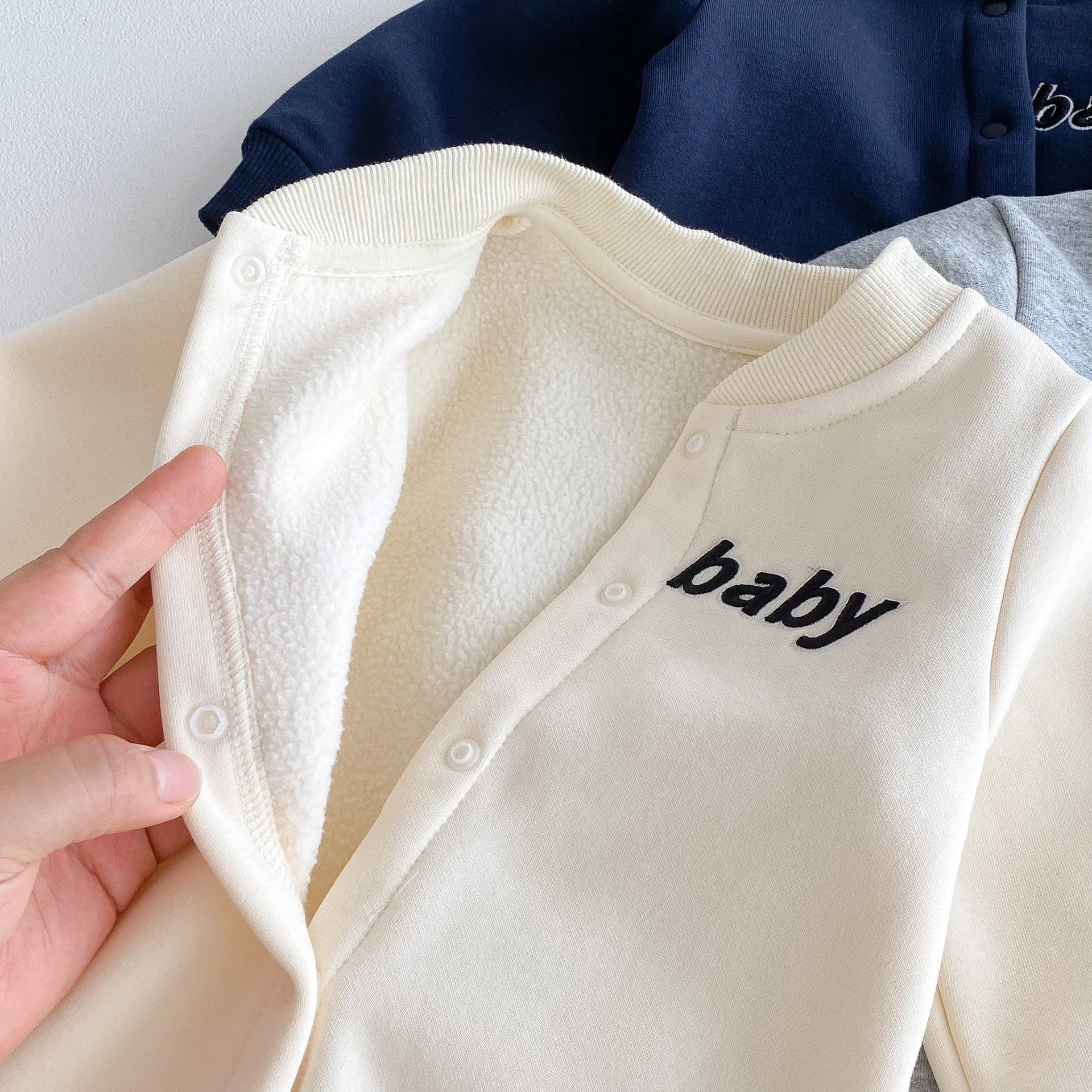 Winter and Autumn Arrival Baby Unisex Long Sleeves Letters Pattern Warm Fleece Rompers, MyKids-USA®, Baby One-Pieces, MyKids-USA -  -  -  -  -  -  - 