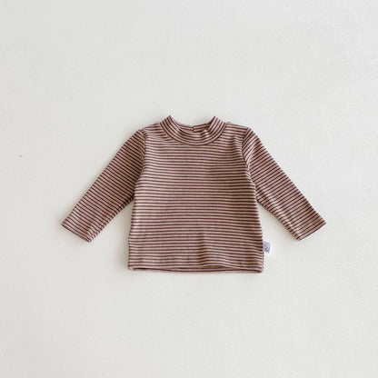 Autumn and Spring Arrival Kids Unisex Casual Striped Long Sleeves Turtleneck Top, MyKids-USA®, Shirts, MyKids-USA - Size/Age - 73 (6-9M) - Color - Coffee -  -  - TR2510192146-B