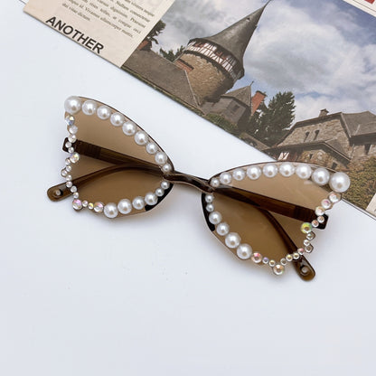 Trendy Butterfly Frame Sunglasses – Pearl-Adorned Party Sunglasses for Girls, MyKids-USA®, Sunglasses, MyKids-USA - Size/Age - Average Size (0-12Y） - Color - Brown -  -  - TR2601281022-C.